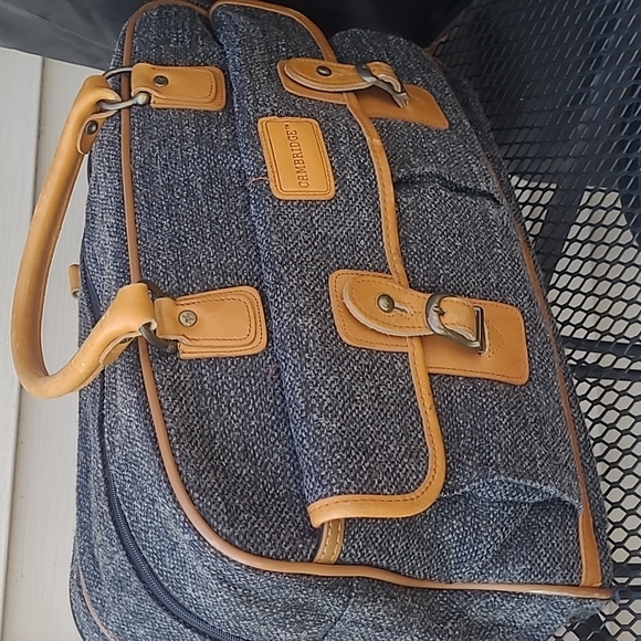 Cambridge Other - Cambridge Vintage Gray Tweed and Leather Carry-On Satchel Weekender Bag